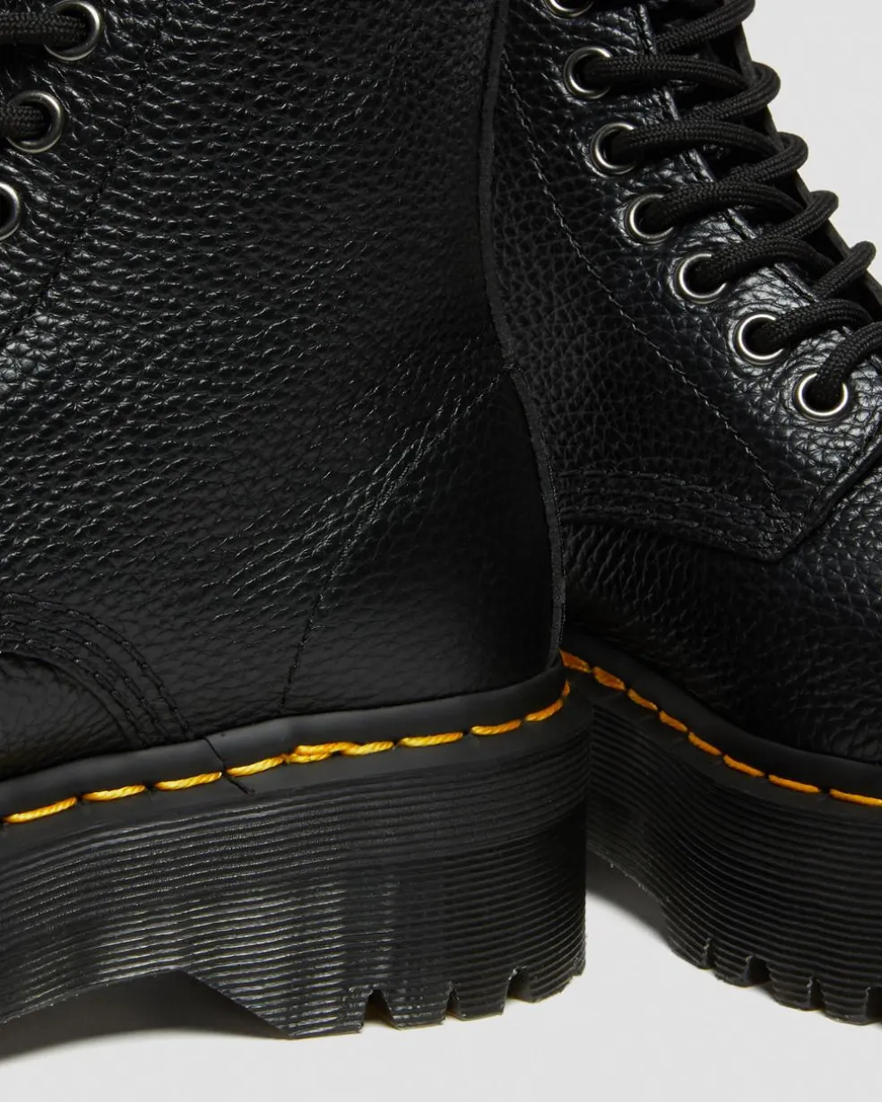 Sinclair Milled Nappa Leather Platform Boots in Black Milled Nappa