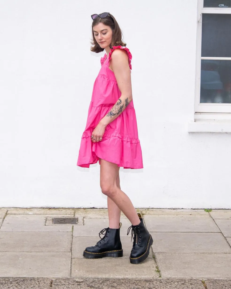Sinclair Milled Nappa Leather Platform Boots in Black Milled Nappa