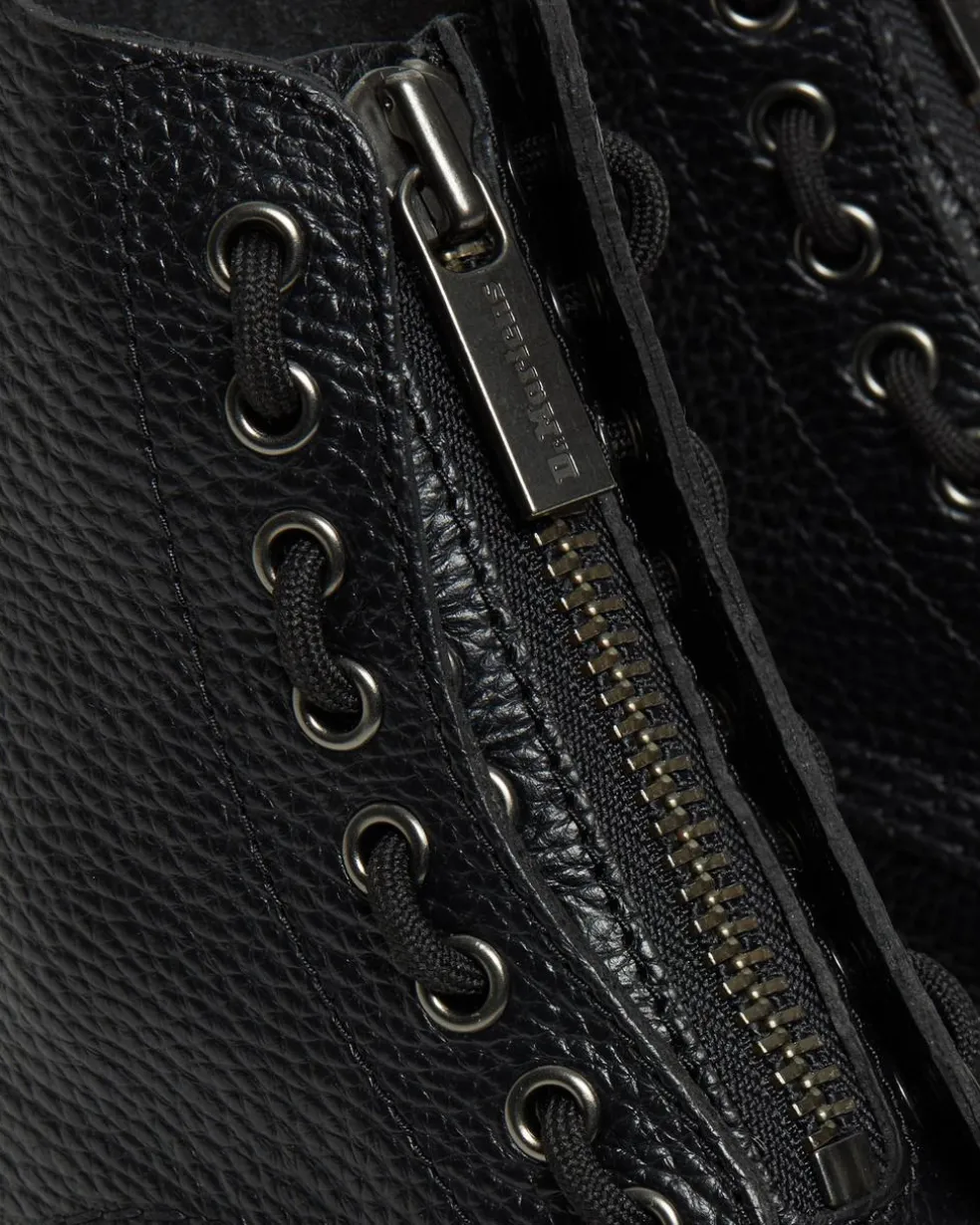 Sinclair Milled Nappa Leather Platform Boots in Black Milled Nappa