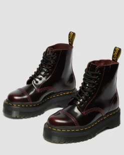 Sinclair Women's Arcadia Leather Platform Boots in Cherry Red Arcadia
