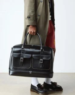 Smooth Leather Weekender Bag in Black