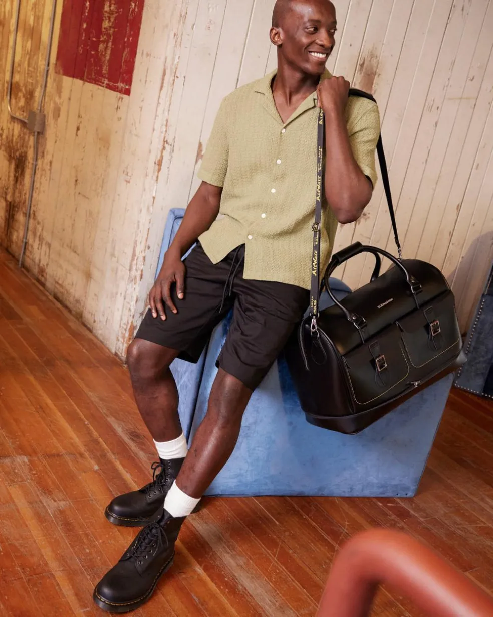 Smooth Leather Weekender Bag in Black