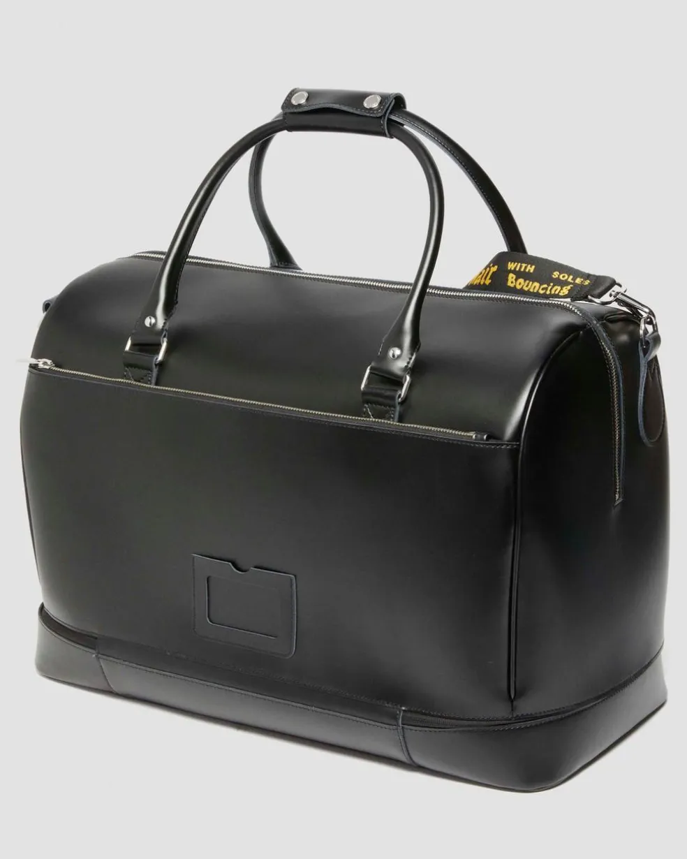 Smooth Leather Weekender Bag in Black