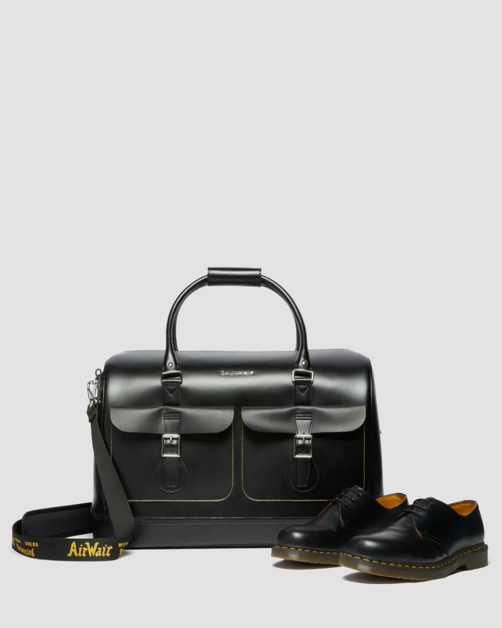 Smooth Leather Weekender Bag in Black