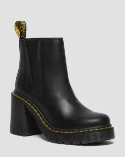 Spence Leather Flared Heel Chelsea Boots in Black