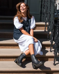 Spence Leather Flared Heel Chelsea Boots in Black