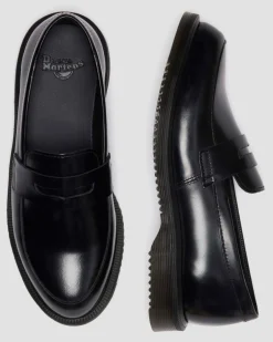 Temara Polished Smooth Leather Loafers in Black
