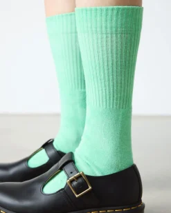 Tie Dye Organic Cotton Blend Socks in Fresh Green