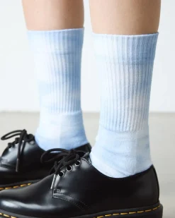 Tie Dye Organic Cotton Blend Socks in Cornflower Blue