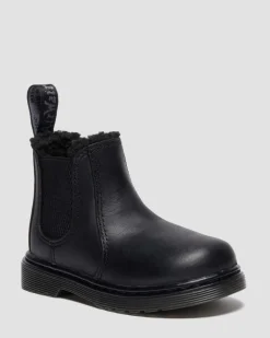 Toddler 2976 Faux Fur Lined Chelsea Boots in Black