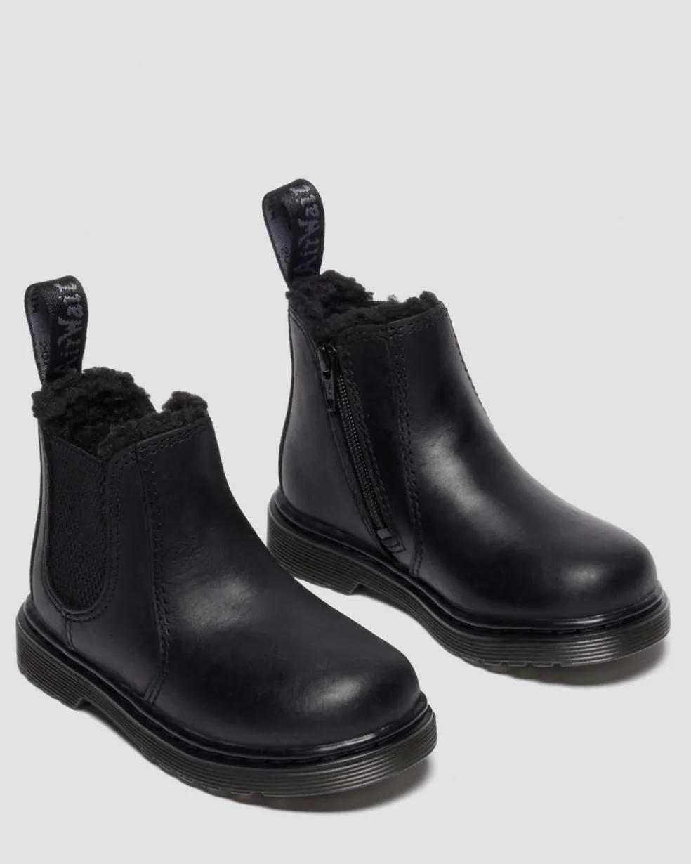 Toddler 2976 Faux Fur Lined Chelsea Boots in Black