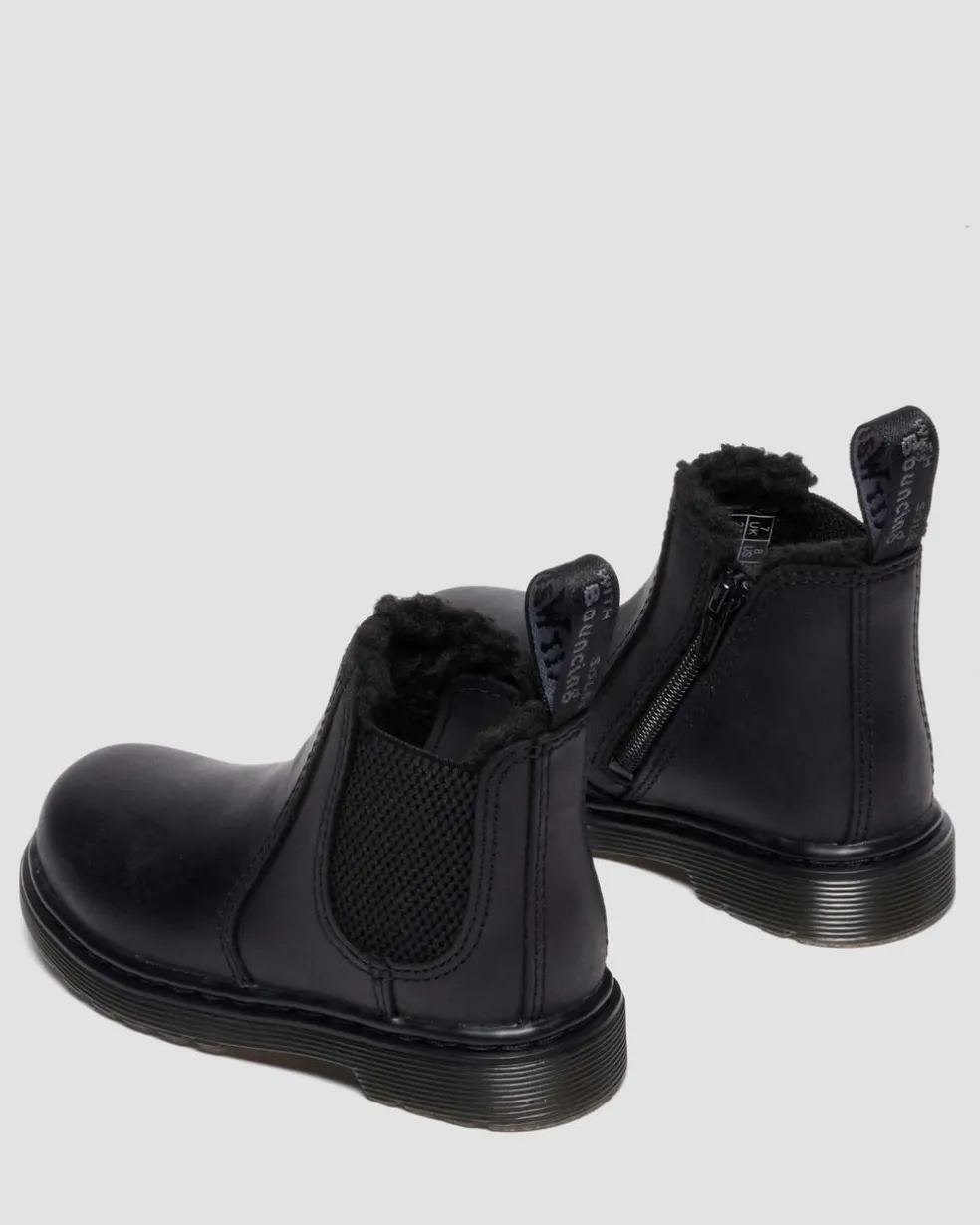 Toddler 2976 Faux Fur Lined Chelsea Boots in Black