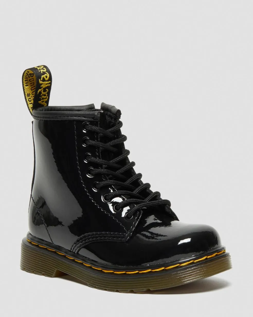 Toddler 1460 Patent Leather Lace Up Boots in Black