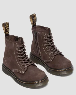 Toddler 1460 Tumbled Nubuck Boots in Dark Brown