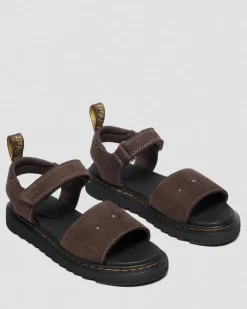 Toddler Marlowe Flower Debossed Nubuck Strap Sandals in Dark Brown
