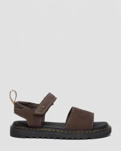 Toddler Marlowe Flower Debossed Nubuck Strap Sandals in Dark Brown