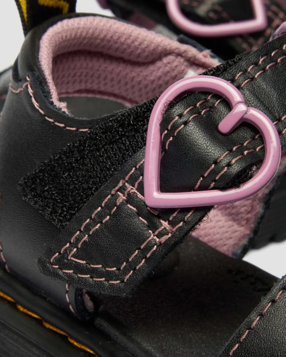 Toddler Marlowe II Glitter Heart Leather Strap Shoes in Black