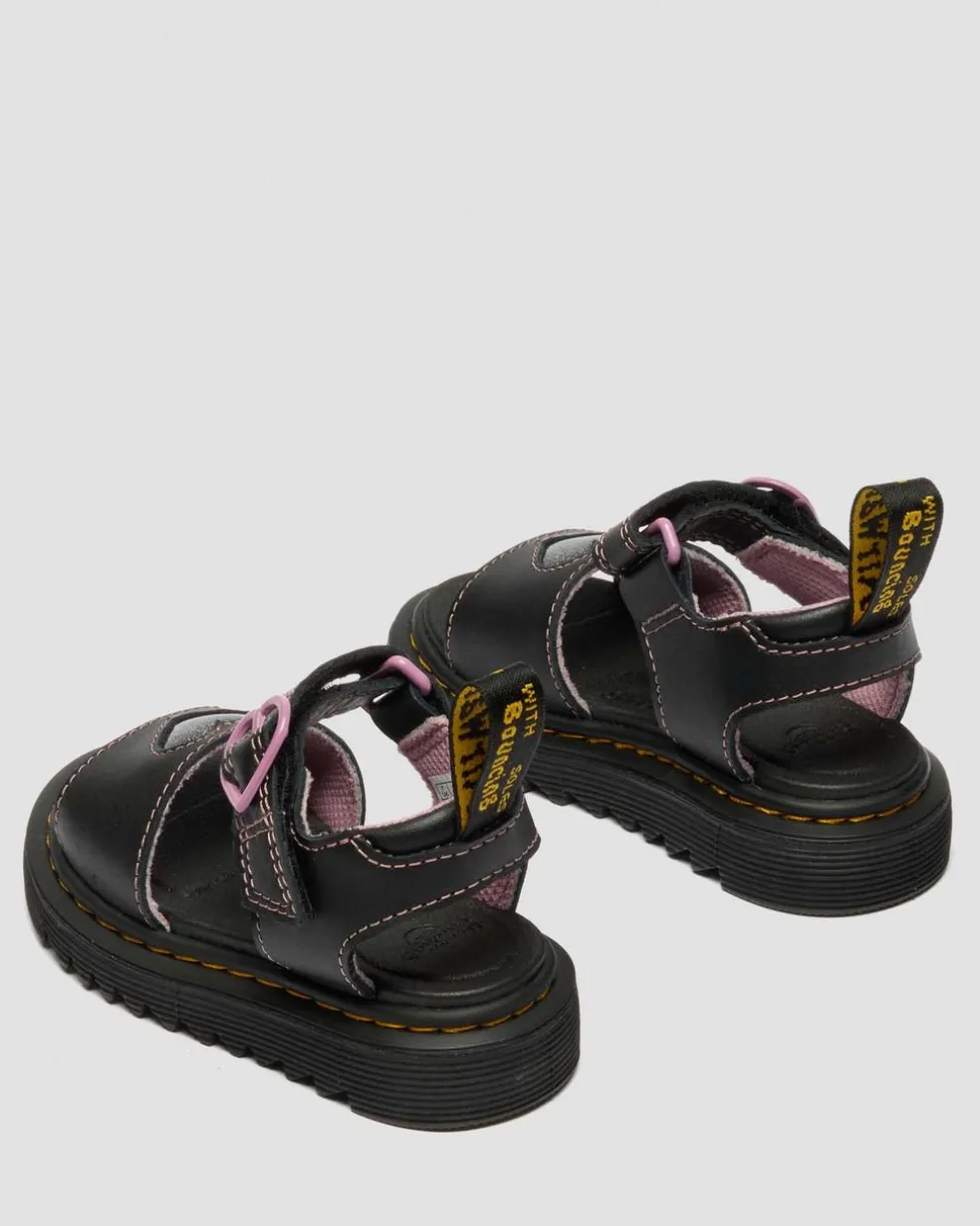 Toddler Marlowe II Glitter Heart Leather Strap Shoes in Black