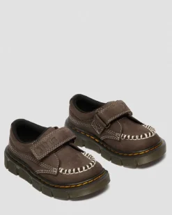 Toddler Raffe Strap Tumbled Nubuck Strap Shoes in Dark Brown
