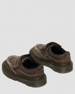 Toddler Raffe Strap Tumbled Nubuck Strap Shoes in Dark Brown