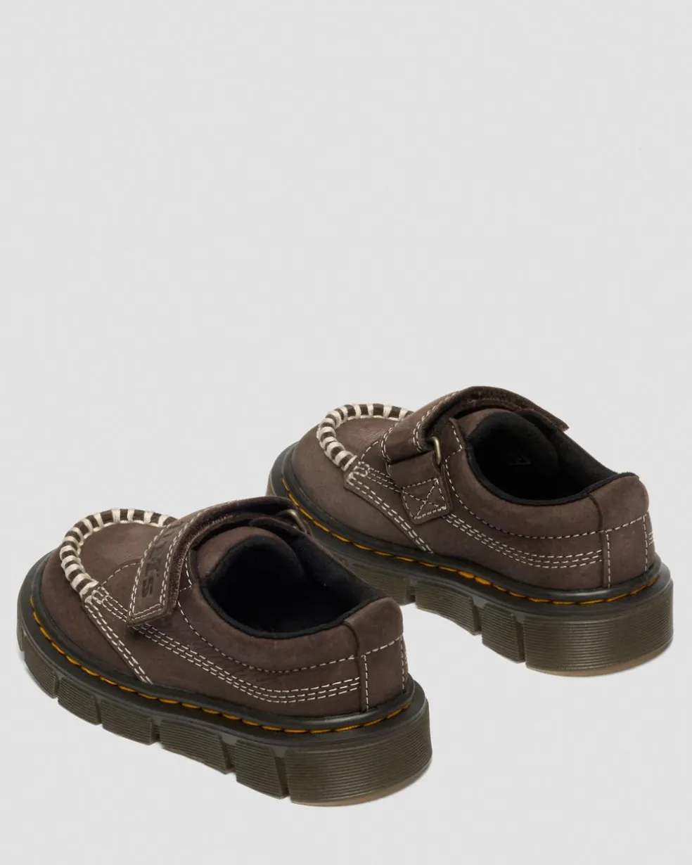 Toddler Raffe Strap Tumbled Nubuck Strap Shoes in Dark Brown