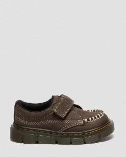 Toddler Raffe Strap Tumbled Nubuck Strap Shoes in Dark Brown