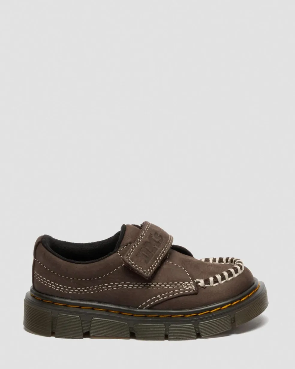 Toddler Raffe Strap Tumbled Nubuck Strap Shoes in Dark Brown