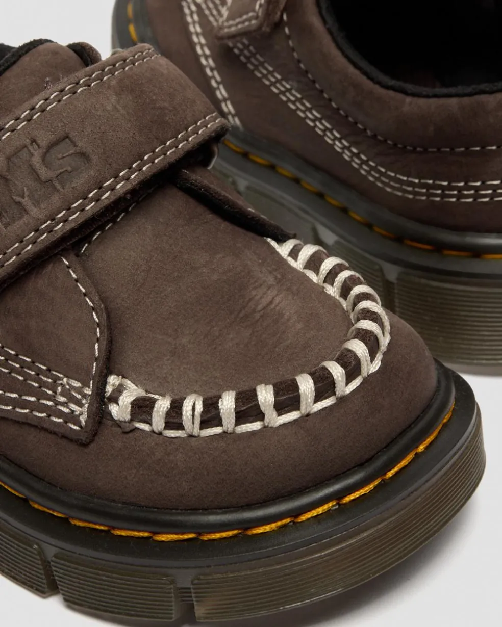 Toddler Raffe Strap Tumbled Nubuck Strap Shoes in Dark Brown