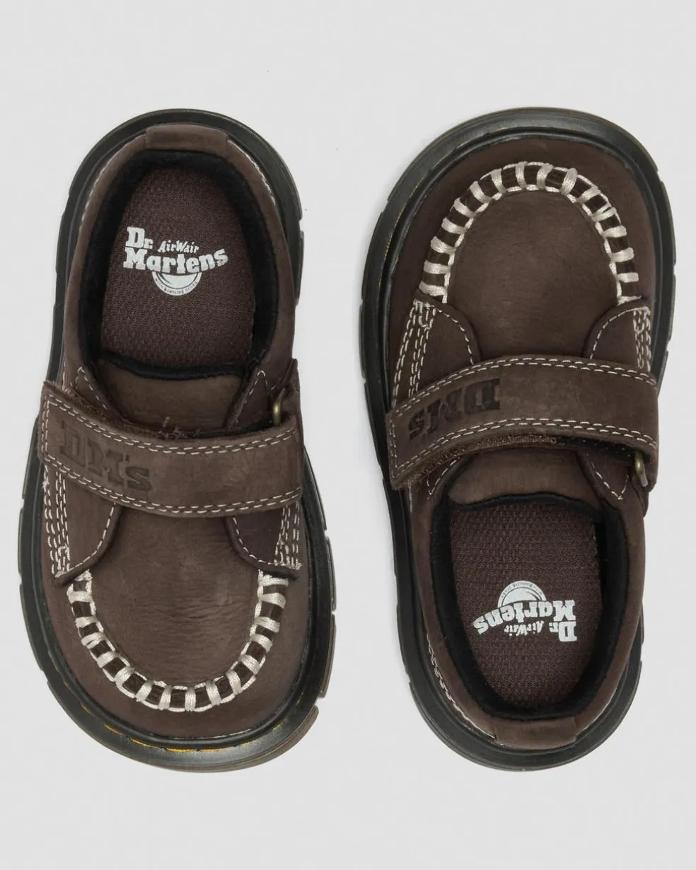Toddler Raffe Strap Tumbled Nubuck Strap Shoes in Dark Brown