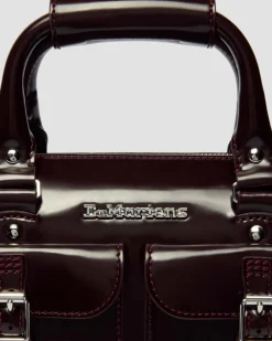 Top Handle Rub Off Leather Bag in Red