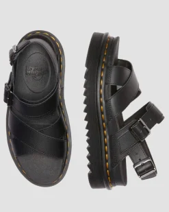 Voss II Athena Leather Strap Sandals in Black