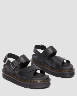 Voss II Athena Leather Strap Sandals in Black