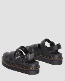 Voss II Athena Leather Strap Sandals in Black