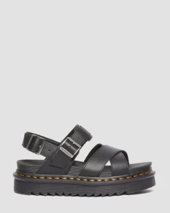 Voss II Athena Leather Strap Sandals in Black