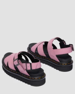 Voss II Athena Leather Strap Sandals in Dusty Rose