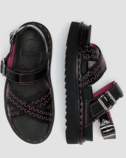 Voss II Distressed Patent Leather Sandals in Black