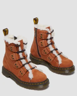 Women's 1460 Lace to Toe Fur Lined Buttersoft Lace Up Boots in Tan