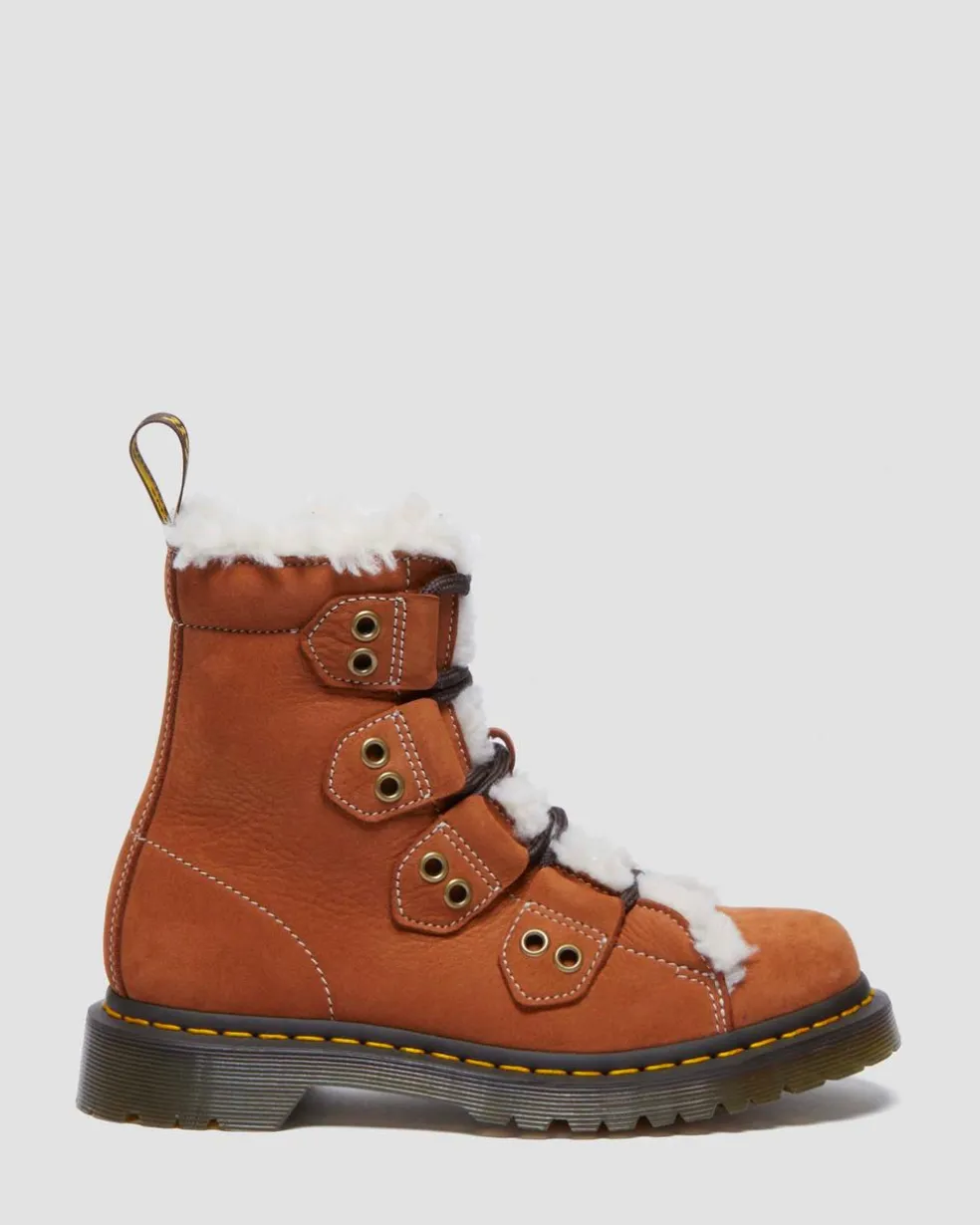 Women's 1460 Lace to Toe Fur Lined Buttersoft Lace Up Boots in Tan