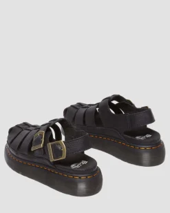 Wrenlie Grizzly Leather Fisherman Sandals in Black