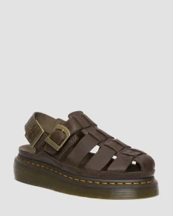 Wrenlie Grizzly Leather Fisherman Sandals in Dark Brown