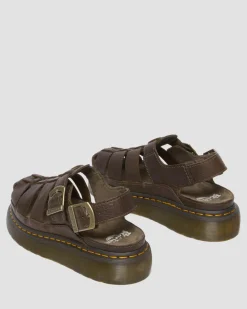 Wrenlie Grizzly Leather Fisherman Sandals in Dark Brown