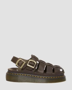 Wrenlie Grizzly Leather Fisherman Sandals in Dark Brown