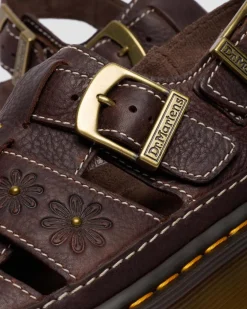 Wrenlie Open Toe Grizzly Leather Fisherman Platform Sandals in Dark Brown