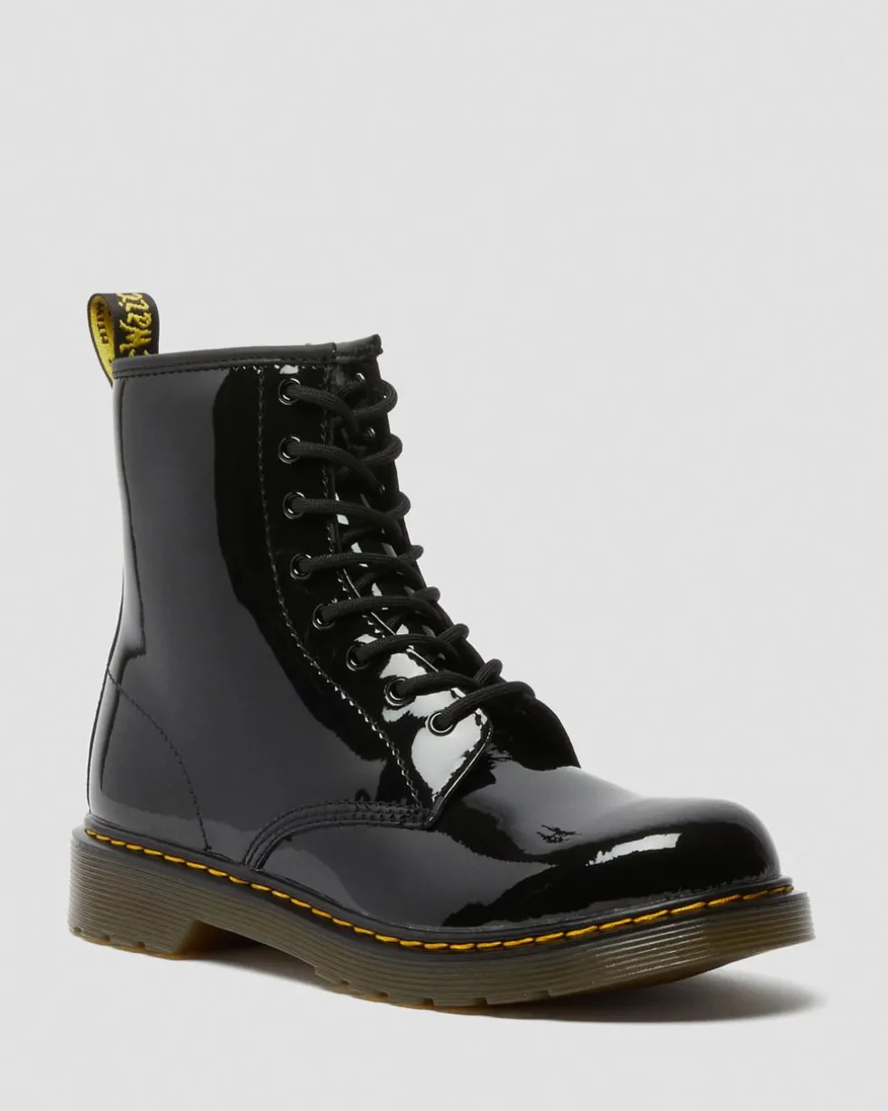 Youth 1460 Patent Leather Lace Up Boots in Black