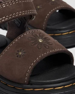 Youth Marlowe Flower Nubuck Strap Sandals in Dark Brown
