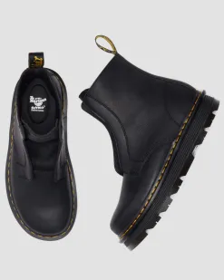 Zebzag Laceless Slip On Leather Boots in Black