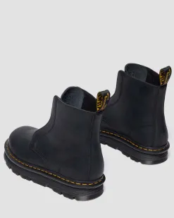 Zebzag Laceless Slip On Leather Boots in Black