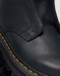 Zebzag Laceless Slip On Leather Boots in Black