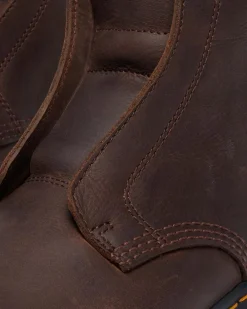 Zebzag Laceless Slip On Leather Boots in Dark Brown