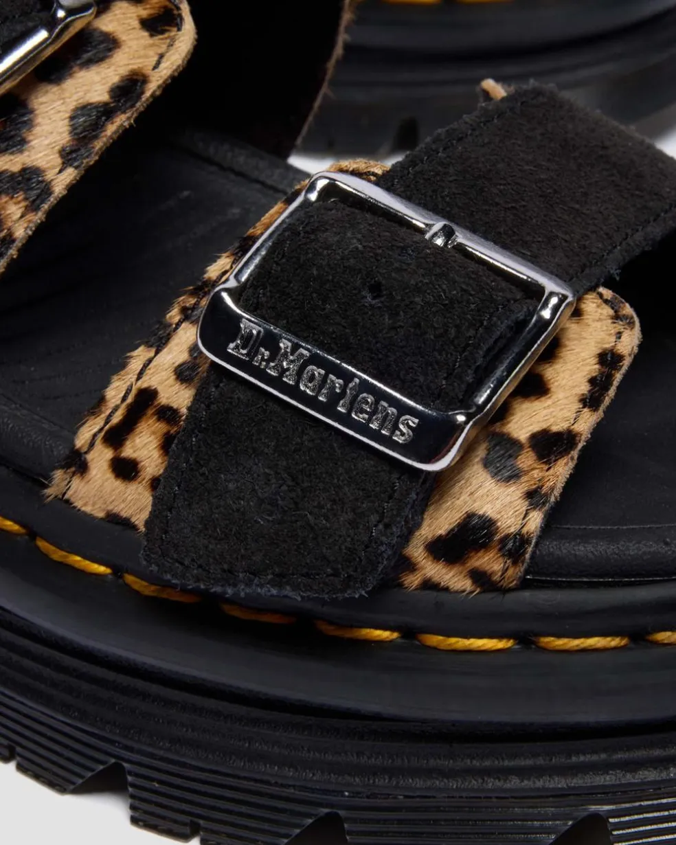 Zebzag Leopard Hair On Leather Sandals in Light Tan